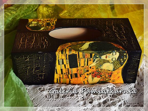 Pudeko na Chusteczki Gustaw Klimt Pocaunek chustecznik drewniany rkodzieo