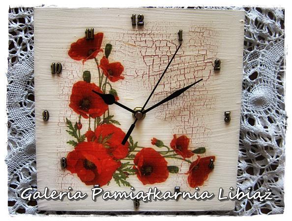 Zegar Maki Polne na cian Makowy rcznie malowany Kwiaty rkodzieo